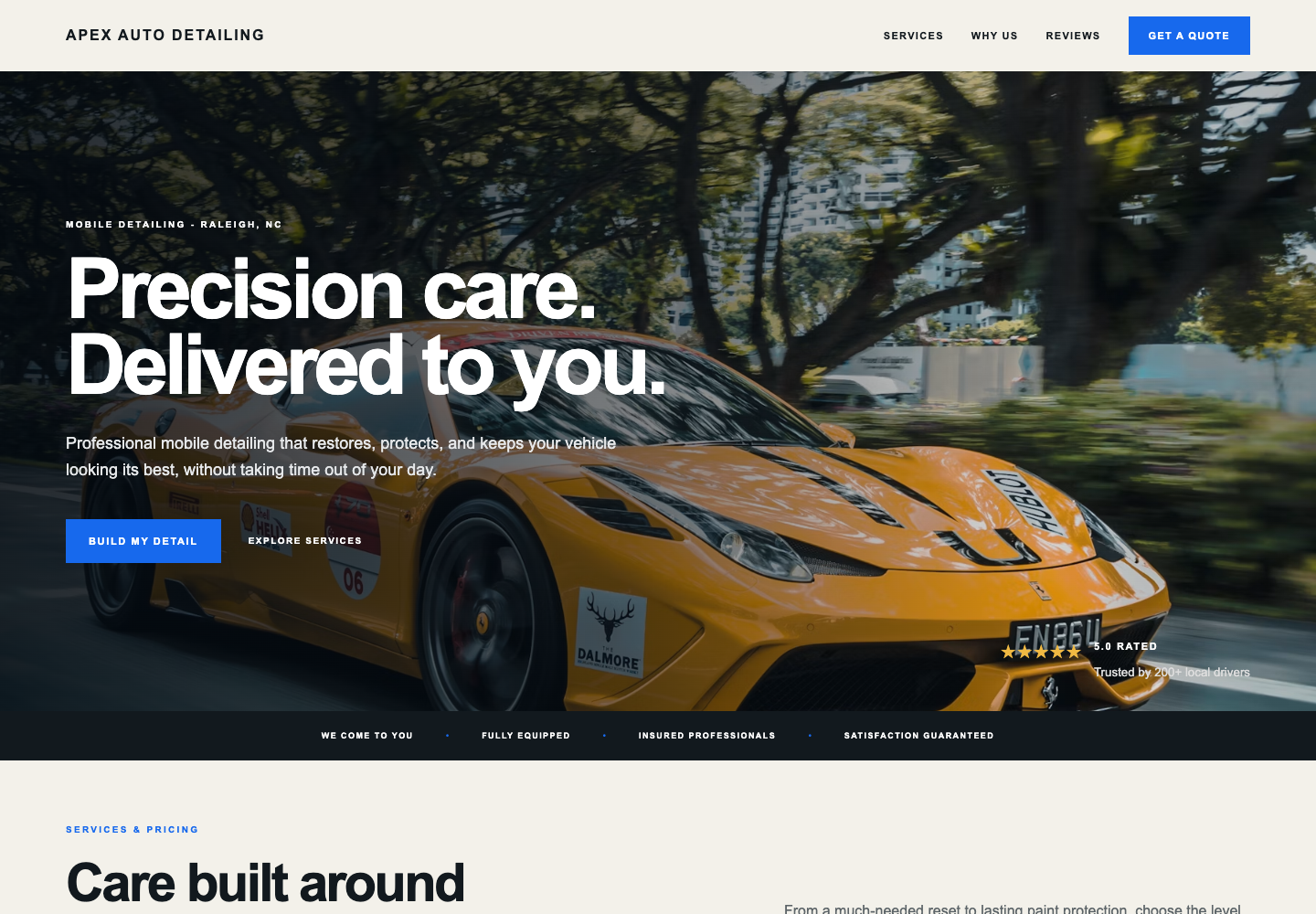 Apex Auto Detailing website template screenshot